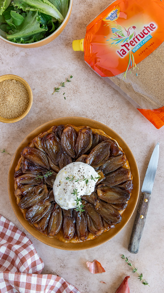 Tatin d'échalotes - création de contenus food - La Perruche