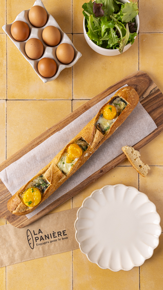 baguette cocotte aux champignons, comté et épinards - photographe vidéaste culinaire à Lyon – création de contenu food